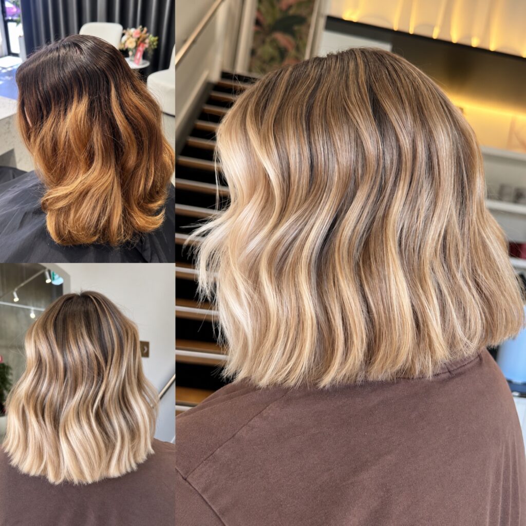 Soft caramel balayage waves