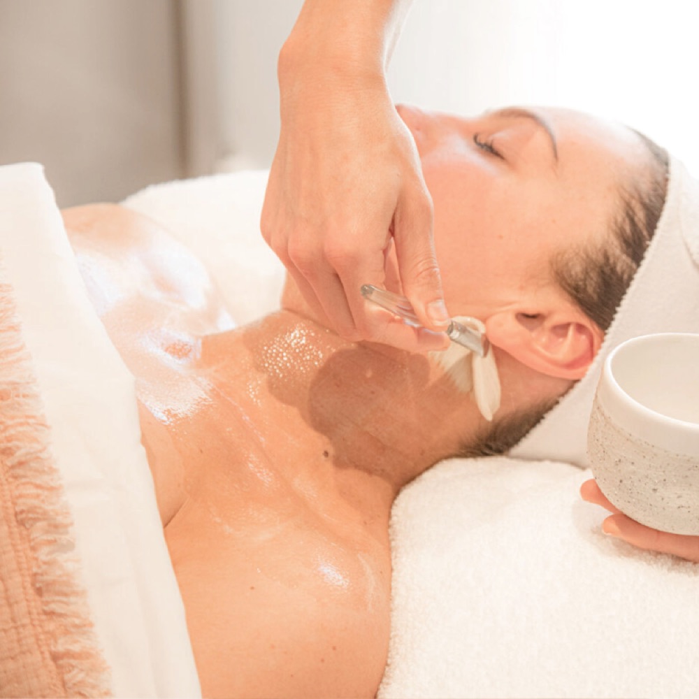 Facial treatment in the skin room
