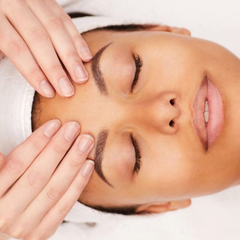 Client enjoying a relaxing facial